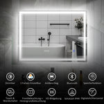 LED Bathroom Mirror 80x60 cm Bluetooth Anti-Fog Clock, Silver