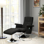 Recliner Chair Swivel Massage 8-Point Vibration Electric with Footstool, Linen Look Steel Black