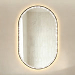 Oval Bathroom Mirror 50x80cm LED Anti-Fog Black Frame
