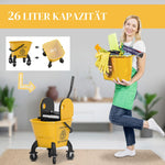 Cleaning Cart Mop Bucket with Press, 26 Liter, Yellow