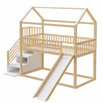 Children's Bunk Bed 90x200cm with Slide & Storage Ladder, Wood
