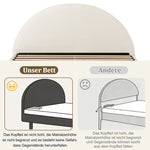 Upholstered Double Bed 160x200cm with Storage, White Bouclé