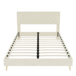 Modern Soft Bed with Soft Headboard & Mattress 160x200cm, Beige