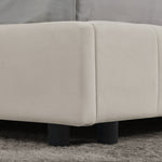 Double Bed 160x200cm Upholstered L-Shape Corner Frame - Velvet Beige