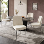 Dining Chairs Set of 2 Thickened Cushion Modern Metal Legs - Beige Velvet
