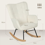 Rocking Chair, Upholstered, Wooden Base, White