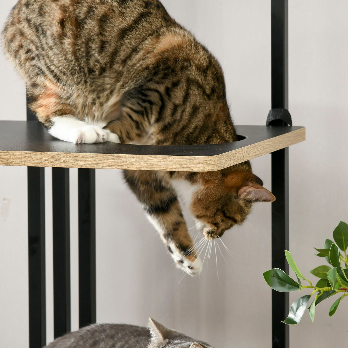 Cat Tree Large 170cm Cushion 3 Platforms Steel Black