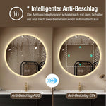 Round LED Bathroom Mirror 80 cm - Anti-Fog Dimmable HD Silver Glass