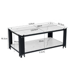Rectangular Coffee Table Modern Marble-Effect Top Metal Legs White and Black