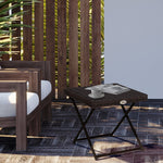 Garden Table Side Table, Foldable 40x40x40 cm, Polyrattan Metal Brown