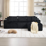 Modular Sofa Set Chaise Longue & 2-Seater with Pockets, Corduroy Fabric