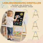 Children's Easel Double-Sided Whiteboard Chalkboard Height-Adjustable Paper Roll Natural