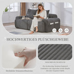 Modular Corduroy 2-Seater Sofa with Cup Holder and Storage Pocket, Dark Grey