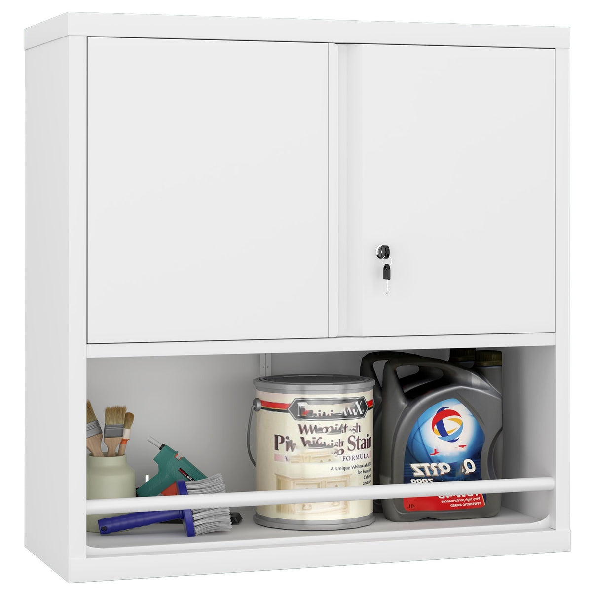 Metal Storage Cabinet with 2 Doors and Adjustable Shelves, Black Steel