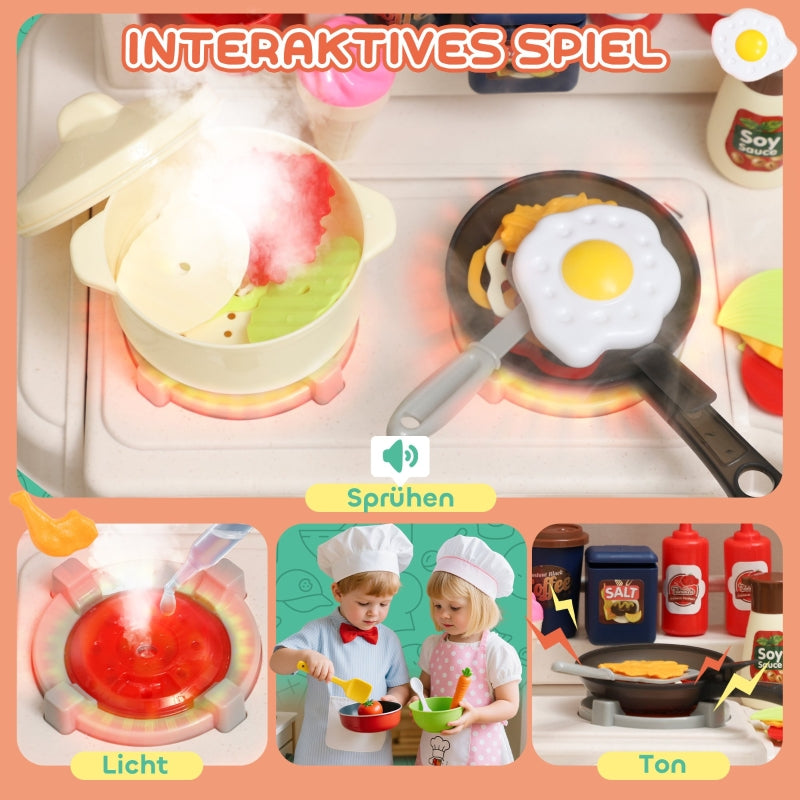 92-Piece Children's Kitchen Set with Tap for Ages 3-6, Green Plastic