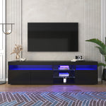 TV Cabinet, Modern with Bright Panel & LED Lighting, 180cm Black