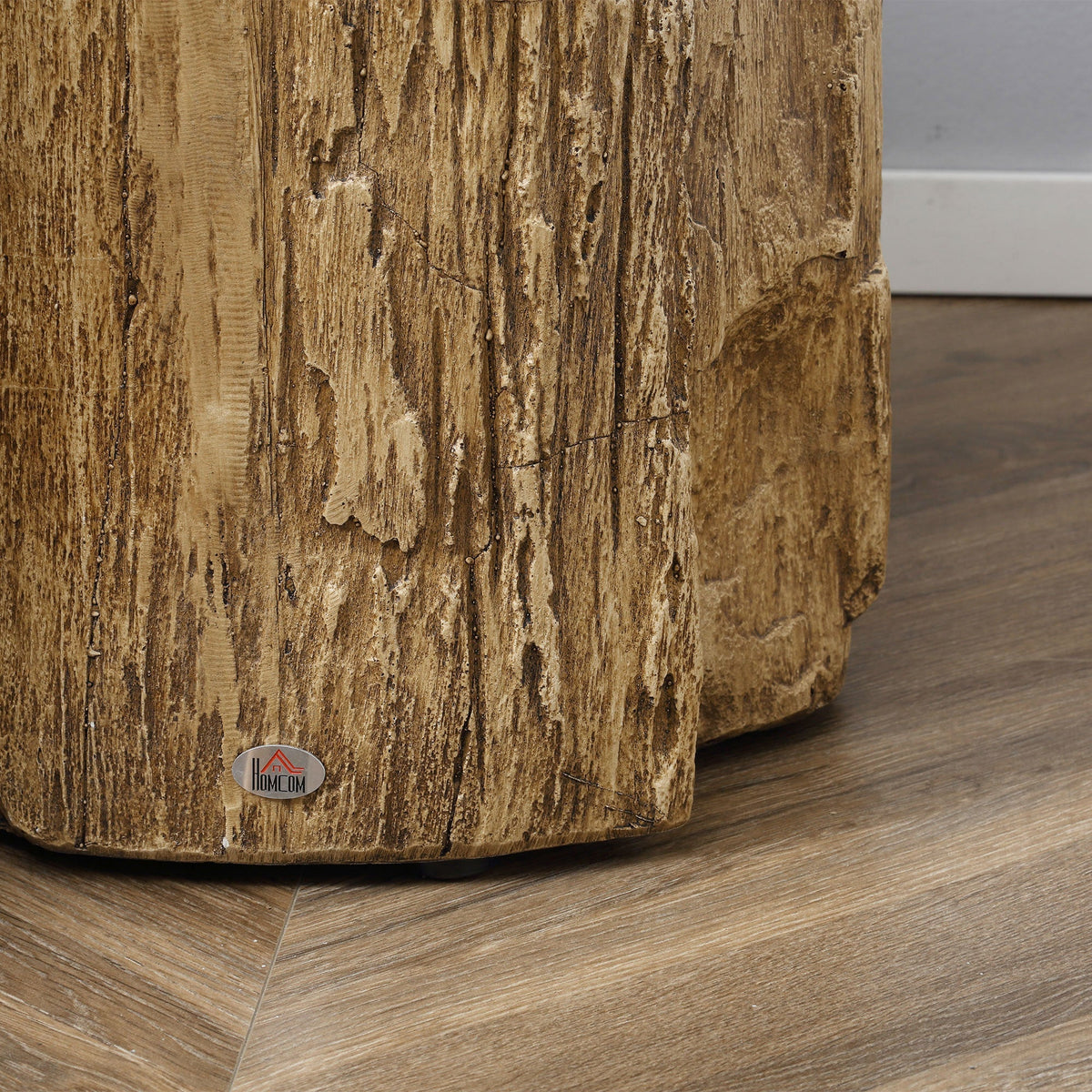 Side Table Tree Stump Look Adjustable Feet Waterproof, 37x37x43 cm