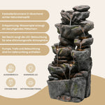 Garden Fountain with LED Lighting, Water Pump and Decorative Basin, Artificial Stone Grey