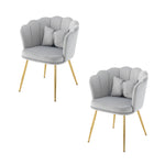 Velvet Chairs, Set of 2 Modern Upholstered with Petal Backs & Butterfly Cushions, Gold Metal Legs