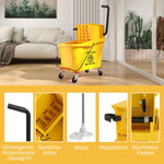 Cleaning Cart - 36 Liter, Mop & Handle - Yellow
