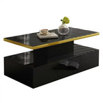 Coffee Table with Drawers, Shelves, High-Gloss Finish, LED Light