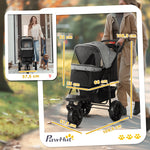 Dog Buggy, Foldable Pneumatic Tires, up to 25 kg, Red/Grey