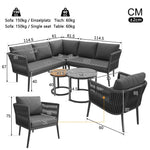 Garden Lounge Set for 5-6 People, 6-Piece Modular Corner Outdoor Sofa with Cushions, PE Rattan Grey