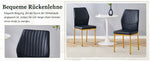 Chic Dining Chairs, Set of 4 with Vertical Embossing and Metal Legs, Black and Gold