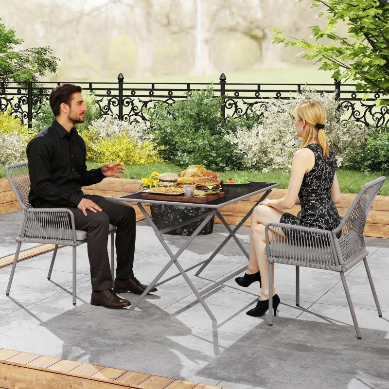 Garden Chairs, Set of 2, Rattan, Dark Grey