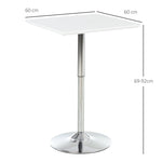 Bistro Table, Height Adjustable Square, Steel White