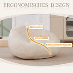 Soft Plush Beanbag Sofa with Non-Slip Base and Memory Foam, White Artificial Rabbit Fur