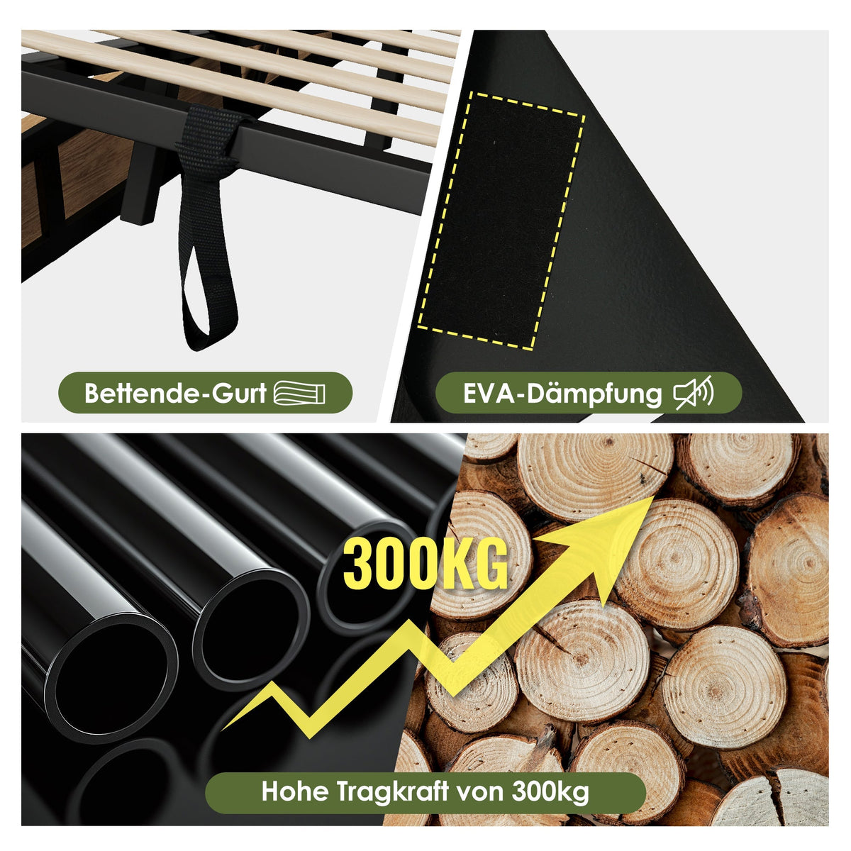 Wooden Double Bed 180x200cm, Hydraulic Storage, Headboard with USB Charging, Oak Color