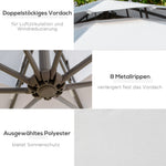 Parasol Cantilever, Double Roof Cross Base, Light Grey Polyester