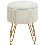 Storage Bench 2-in-1 Upholstered Lid Velvet Look Cream White