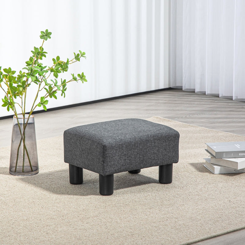Stool, Modern Footstool Ottoman, Dark Grey Linen-Look