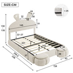 Upholstered Bed, Hydraulic with Rabbit Ears & Storage, Velvet Beige