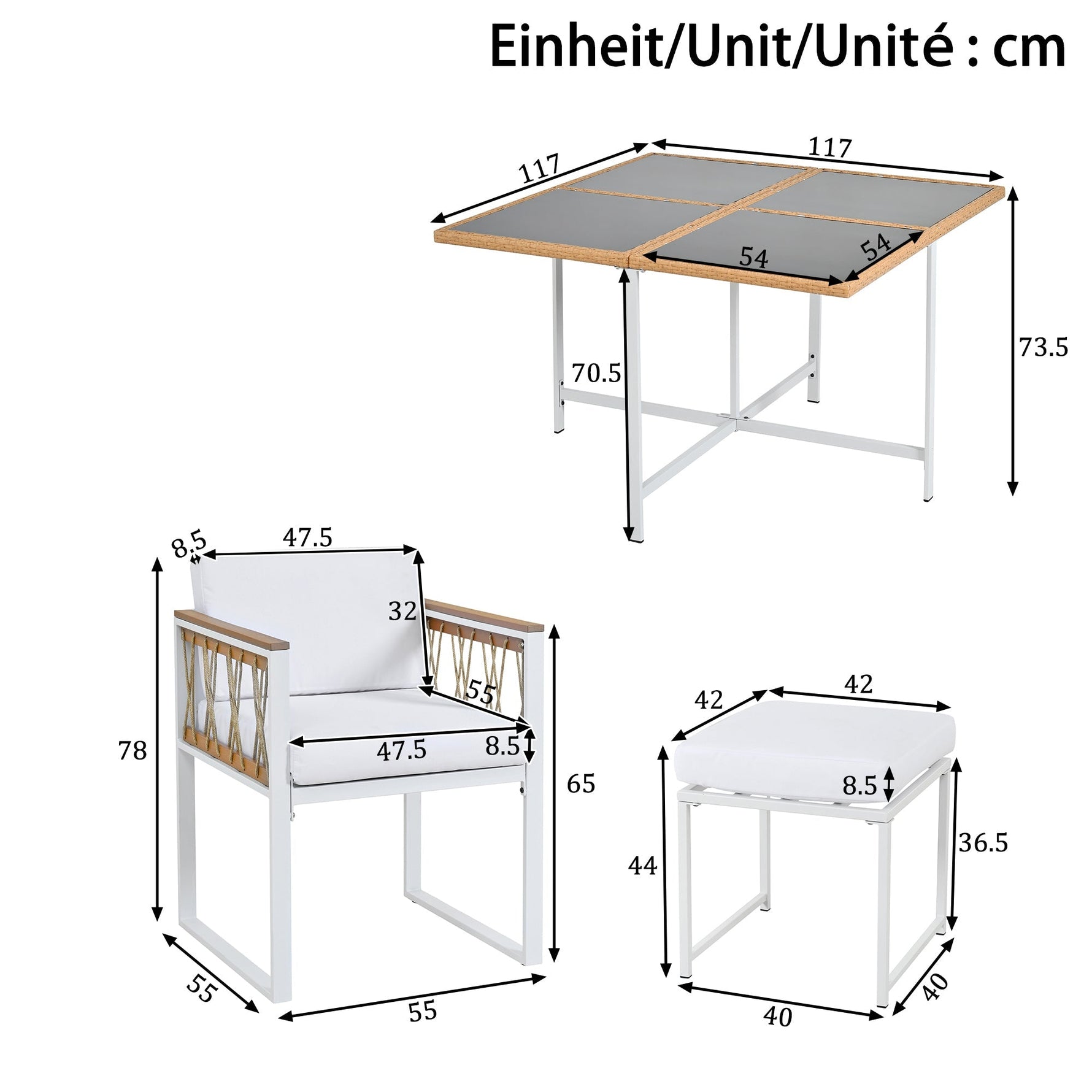 7-Piece Garden Furniture Set 6-Seater Tempered Glass WPC - Outdoor