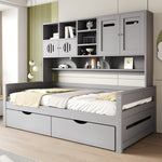 Wooden Sofa Bed 90x200 cm with Large Storage Drawer, Grey