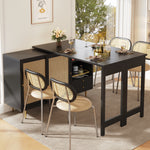 360° Rotating Bar Table Extendable Rattan Storage Cabinet Black
