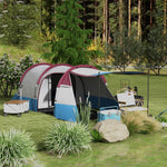 Camping Tent, 3 Person Tunnel, Light Hook & 2 Rooms, Red
