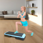 Aerobic Step Platform, 110cm Adjustable Height with 4 Risers for Home Gym, Blue