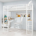Children's Loft Bed L-Shaped Desk Railing Versatile Stairs Iron Frame
