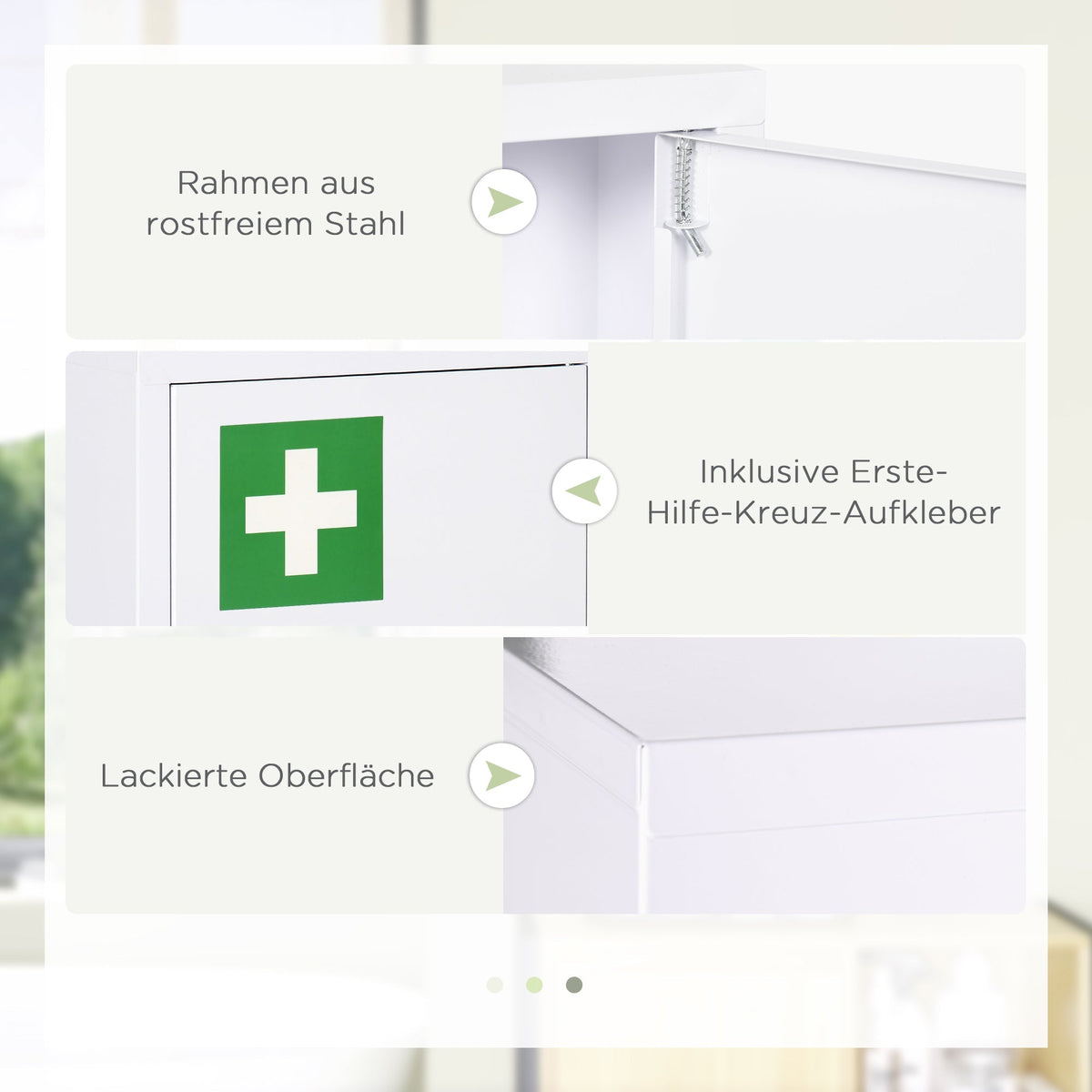 kleankin Medicine Cabinet, 3 Layers, Lockable, Steel, White