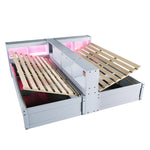 Sofa Bed 90/180x200cm with Hydraulic Storage & LED, Grey Wood