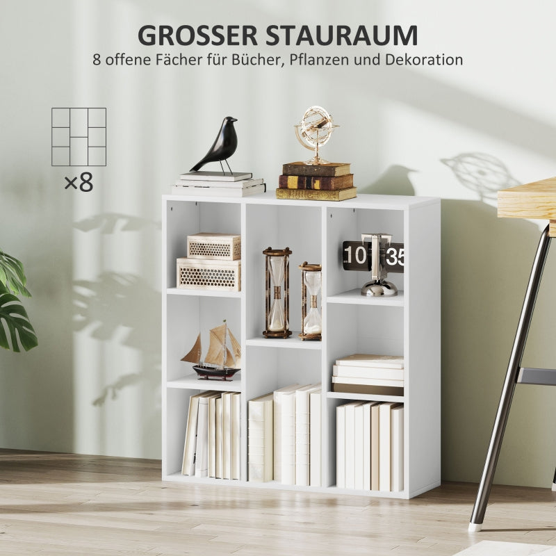 Bookcase, 8-Tier Standing Storage Shelf, White