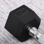 Hexagon Dumbbells Set of 2, Knurled, Rubber Black