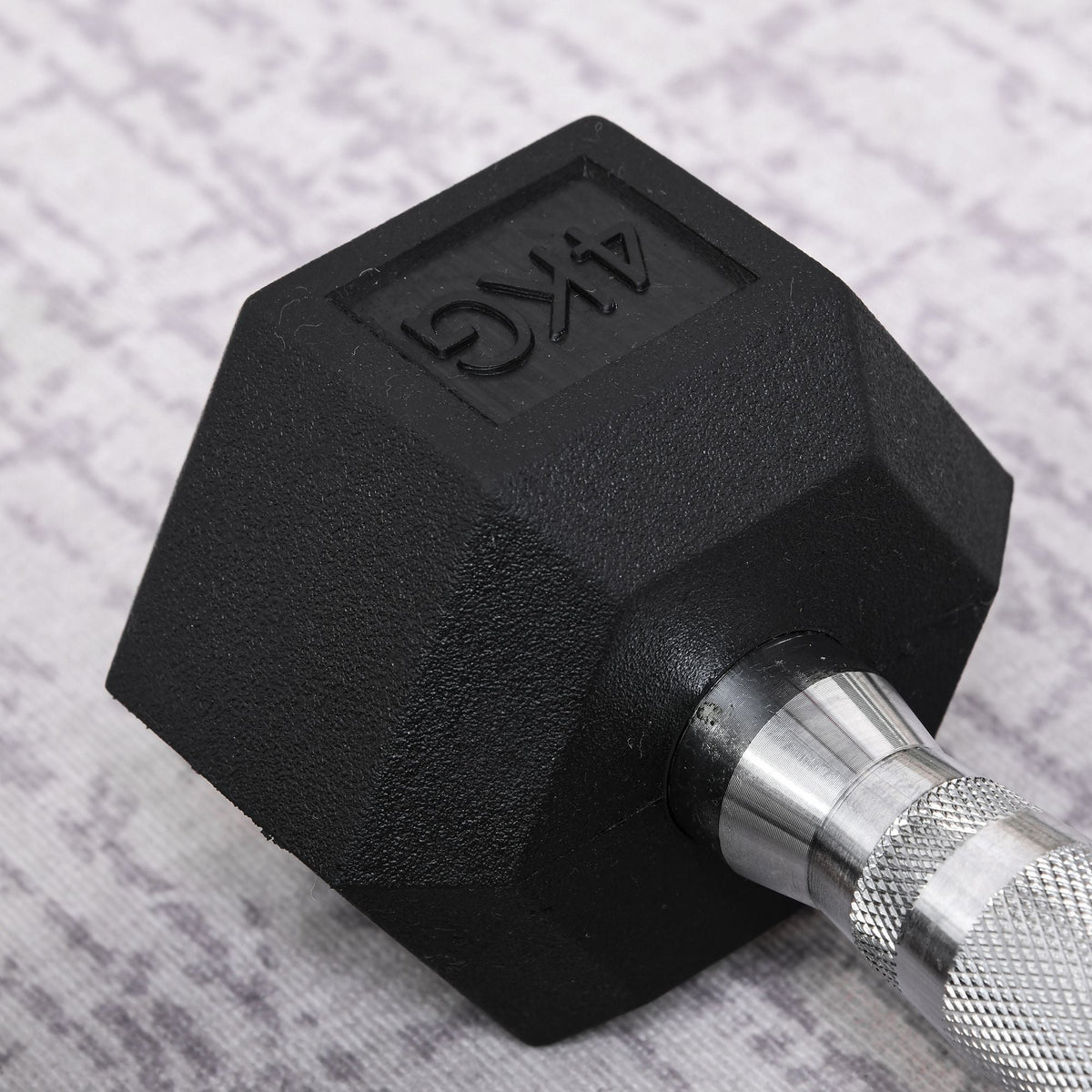 Hexagon Dumbbells Set of 2, Knurled, Rubber Black