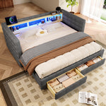 Multifunctional Daybed 90x190cm with Drawers, Grey Velvet