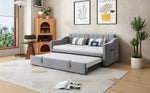 Upholstered Bed Sofa, 2-in-1 Multifunctional with Socket & Storage Bag, Light Grey Velvet