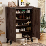 Shoe Cabinet 80x35.5x110cm 5 Compartments Adjustable Shelves - Dark Wood Grain